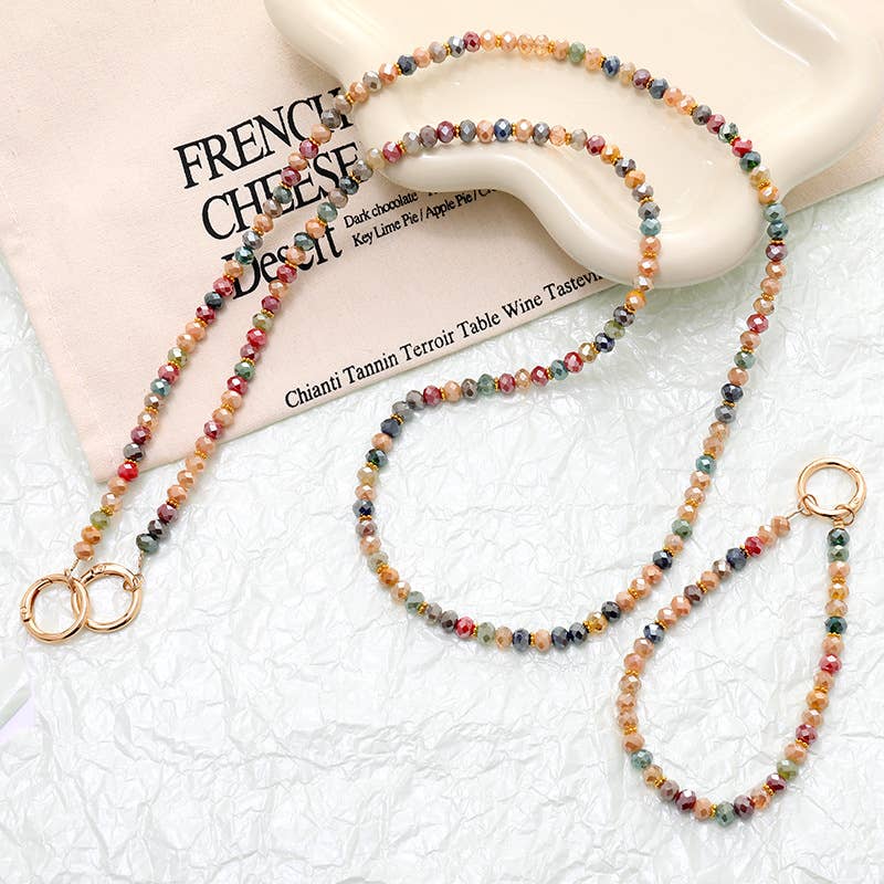 Colorful Beaded Wrist Keychain Phone Bag Strap