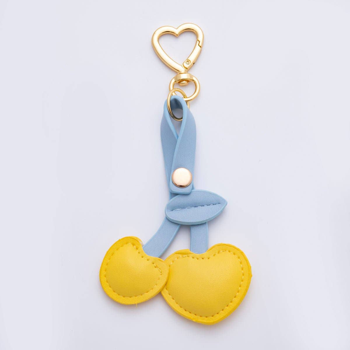 Cherry Fruit Leather Bag Charm Keychain Heart Key Ring