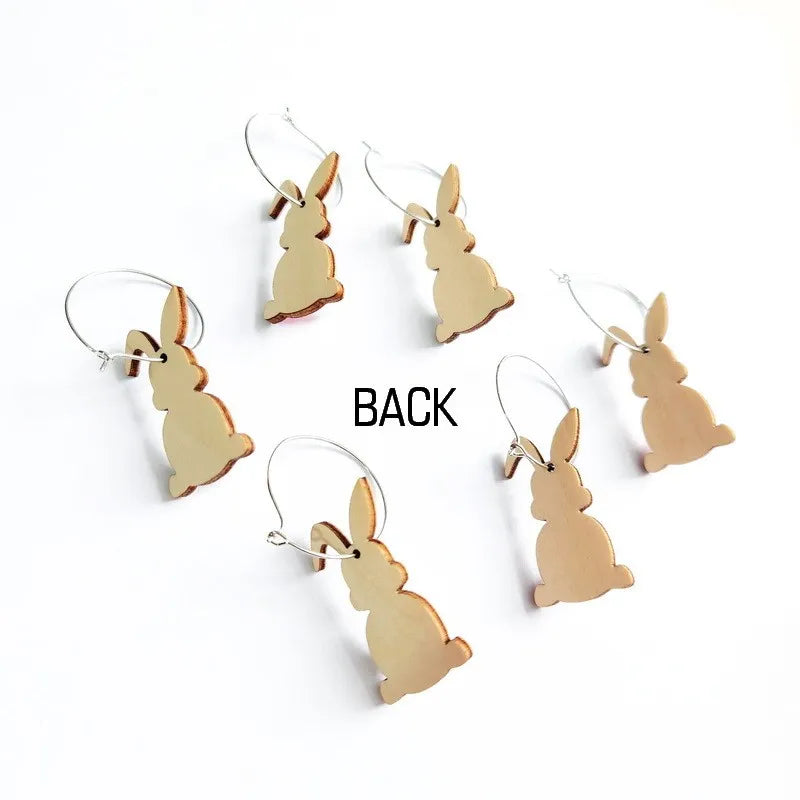 Easter Wood Vintage Rabbit Earrings