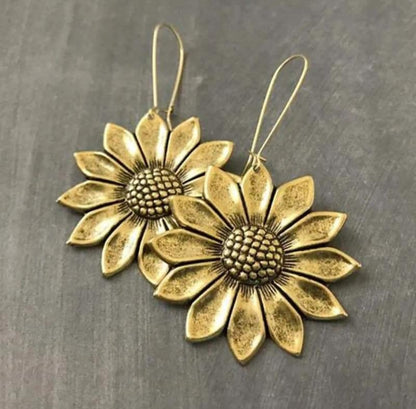 Sunflower metal earrings