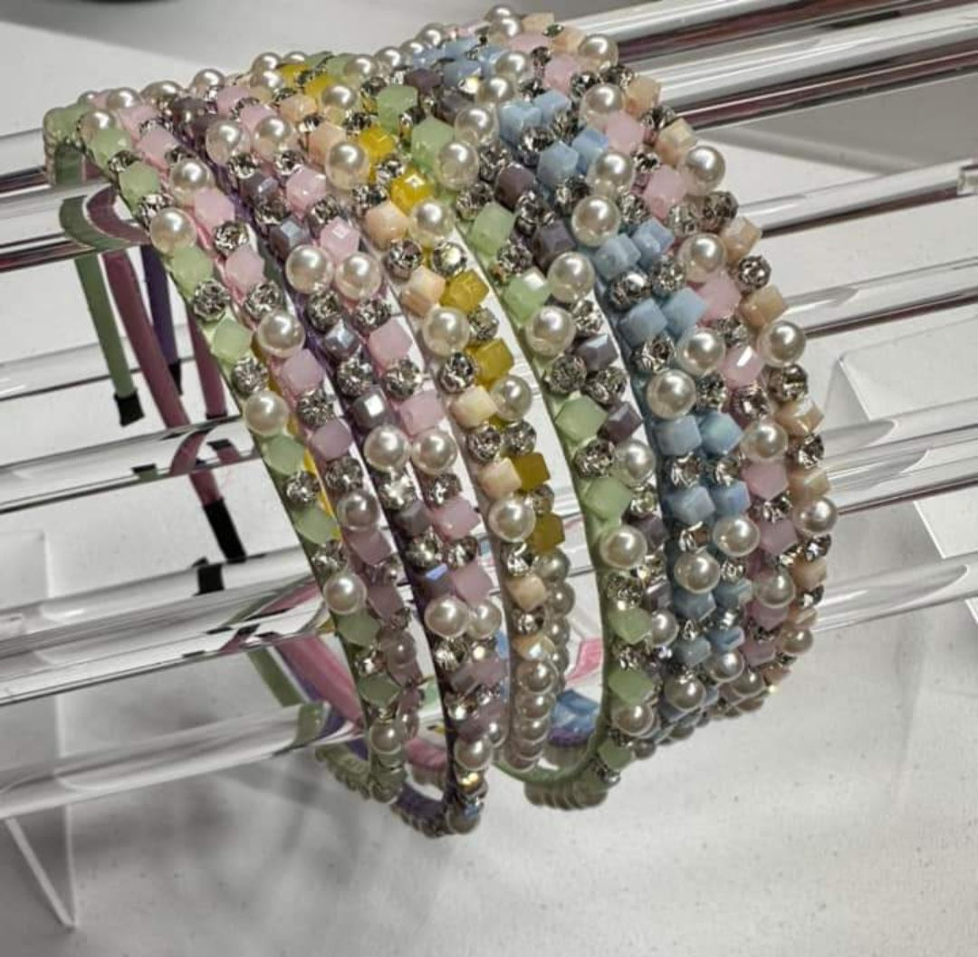 Pearl and Rhinestone Pastel Thin Headband