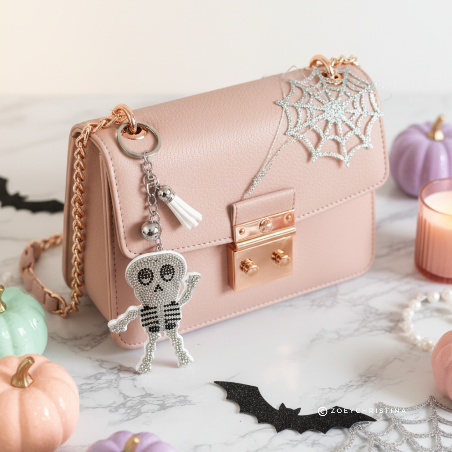 Skeleton Rhinestone Keychain – Sparkly Halloween, Everyday