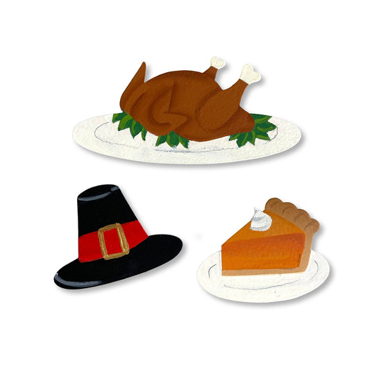 Thanksgiving Magnets S/3, Fall Turkey Dinner
