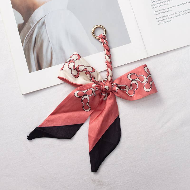 Bow scarf bag charm handmade woven versatile