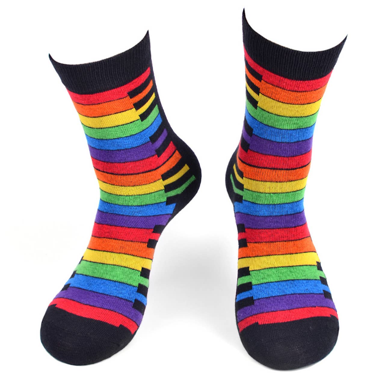 Women's Rainbow Keys Novelty Socks - LNVS19429-BK