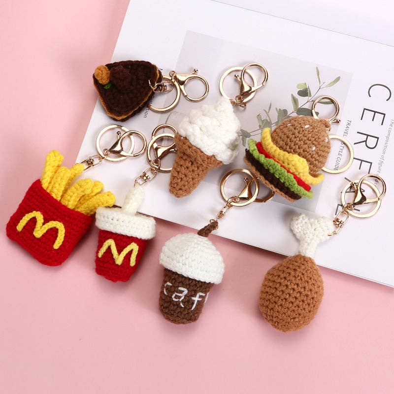 Food-Themed Crochet Keychain Accessories Handmade from Milk Cotton Yarn