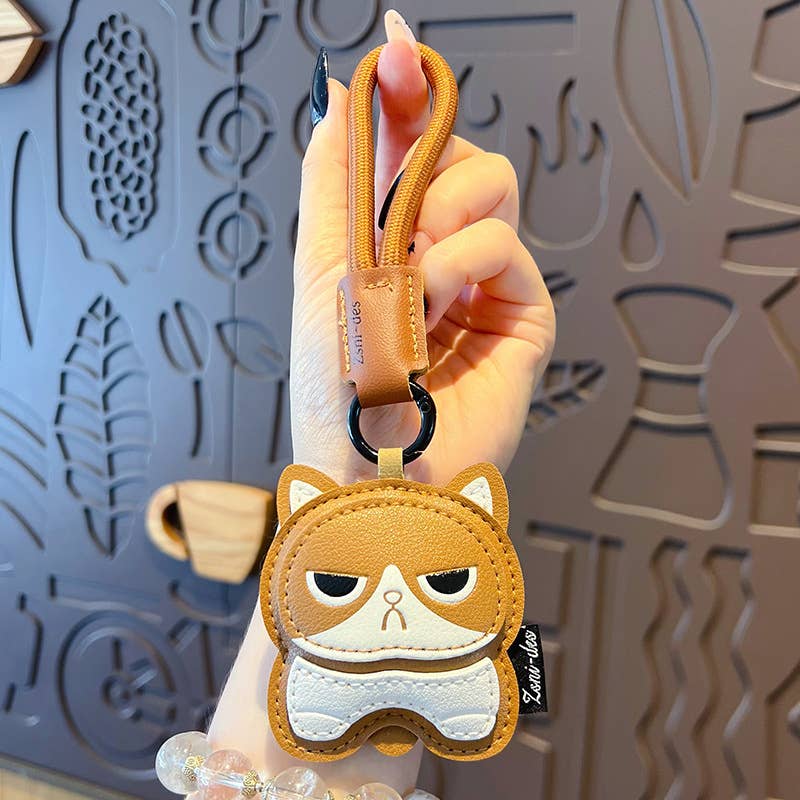 Creative Leather Cute Cat Keychain Charm: C2 / M