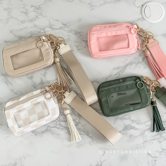 Tassel Zipper Wristlet Wallet with Clear ID Slot –