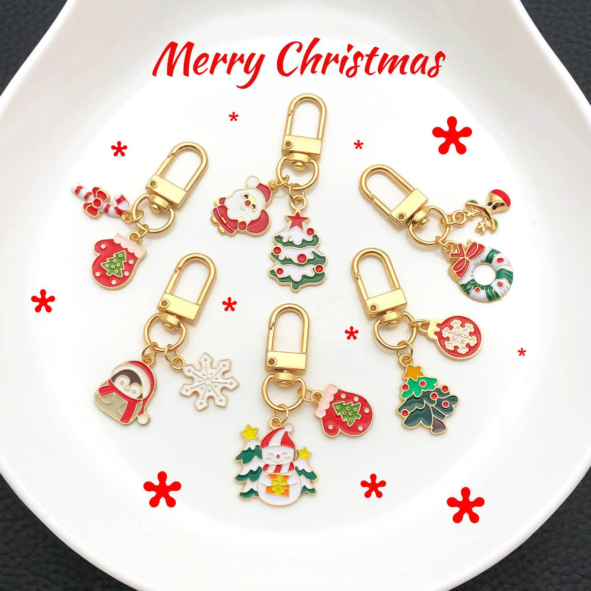 Merry Christmas cute Christmas tree Santa Claus keychain