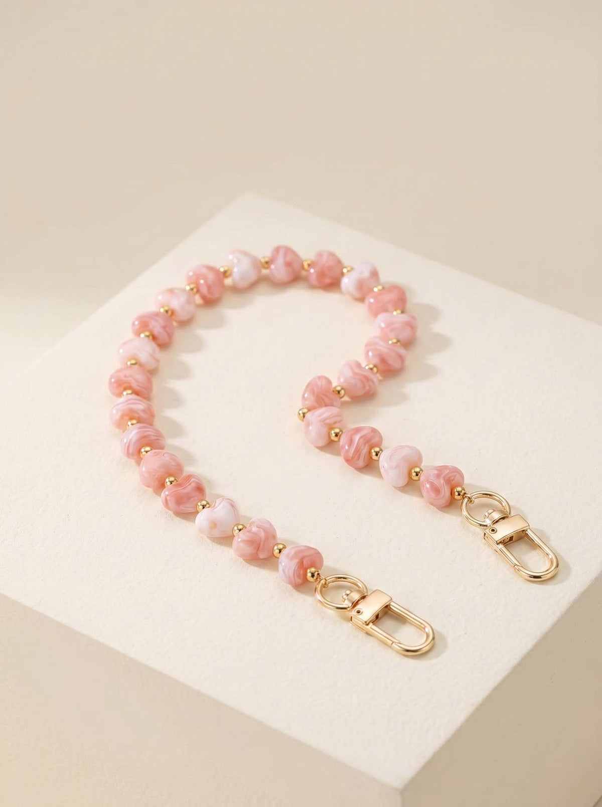 Heart Resin Bead Bag Chain Handbag Decorative Strap