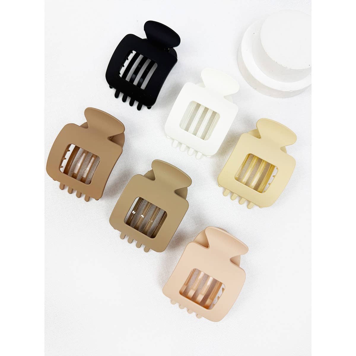 Matte Square Shape Flat Hair Claw Clips