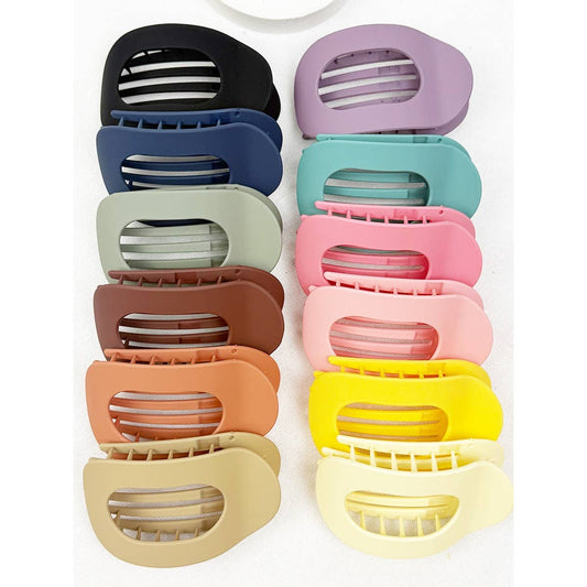 12 Colors of Oval Shape Flat Hair Claw