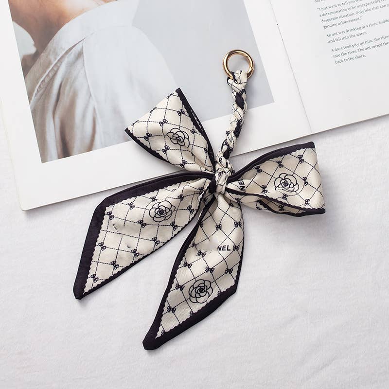 Bow scarf bag charm handmade woven versatile