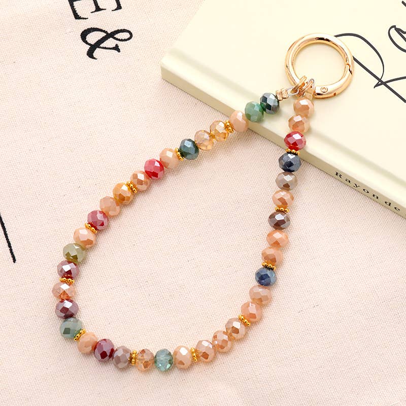 Colorful Beaded Wrist Keychain Phone Bag Strap