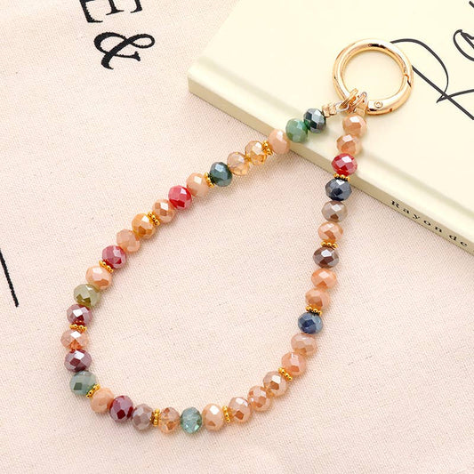 Colorful Beaded Wrist Keychain Phone Bag Strap