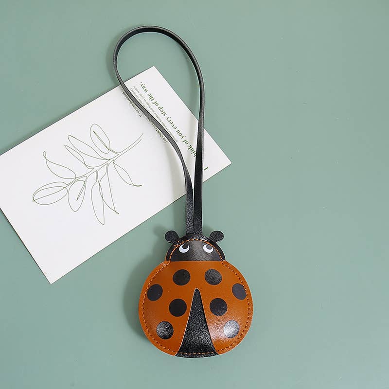 Cute Ladybug Faux Leather Charm Handbag Decor Keychain