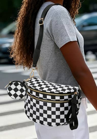 Checkered Bum Bag Crossbody Bag with coin purse