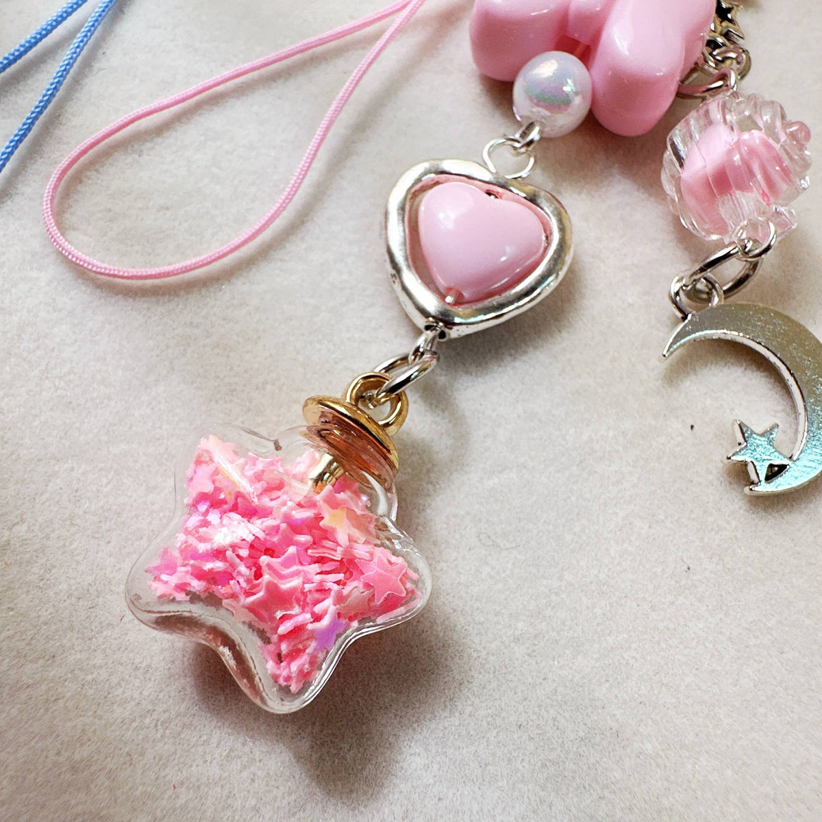 Moon Star Bottle Charm Keychain Phone Lanyard