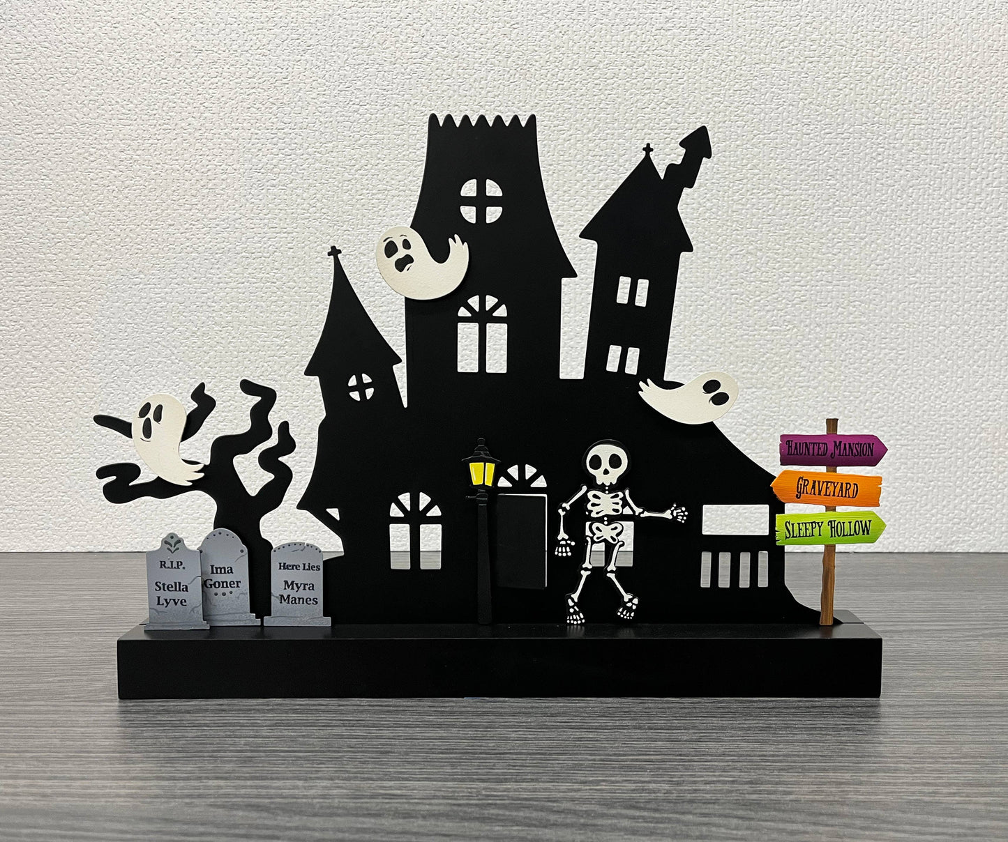 Spooky House Magnetic Decor w/ Wood Base, Halloween Decor