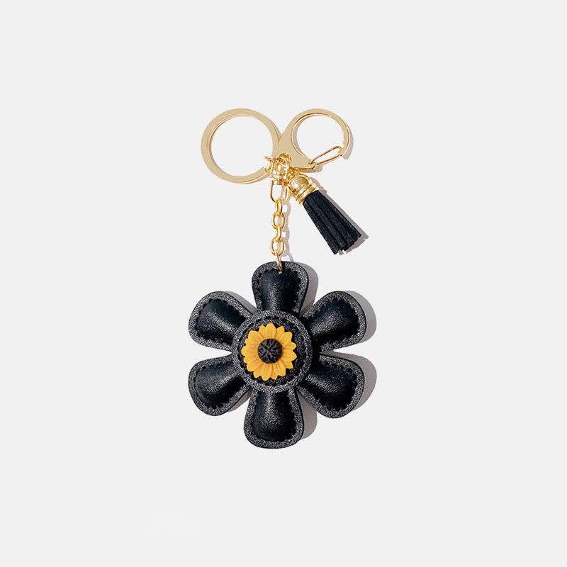 Cute Sunflower Leather Bag Charm Keychain