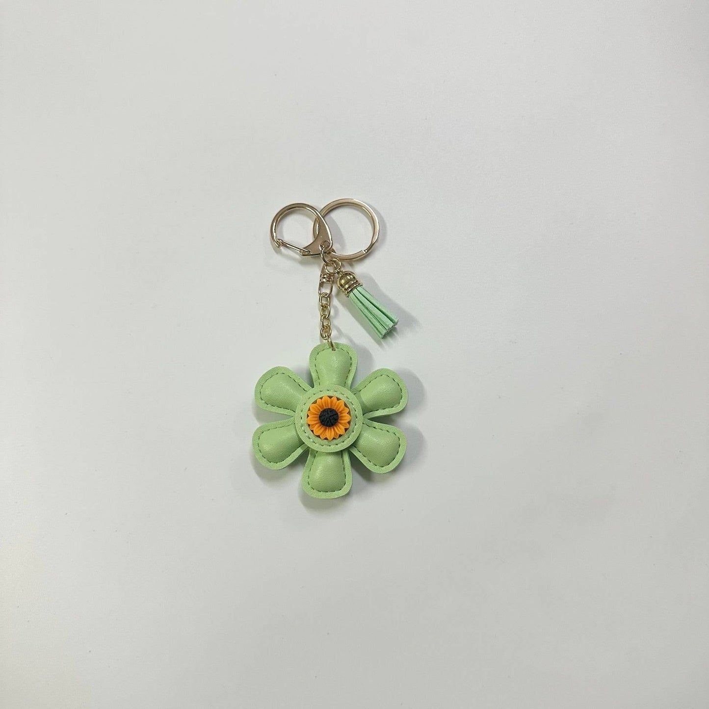 Cute Sunflower Leather Bag Charm Keychain