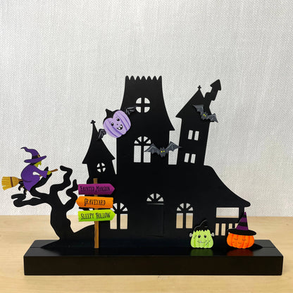Witch w/ Bat Magnets S/3, Halloween Calendar Decor