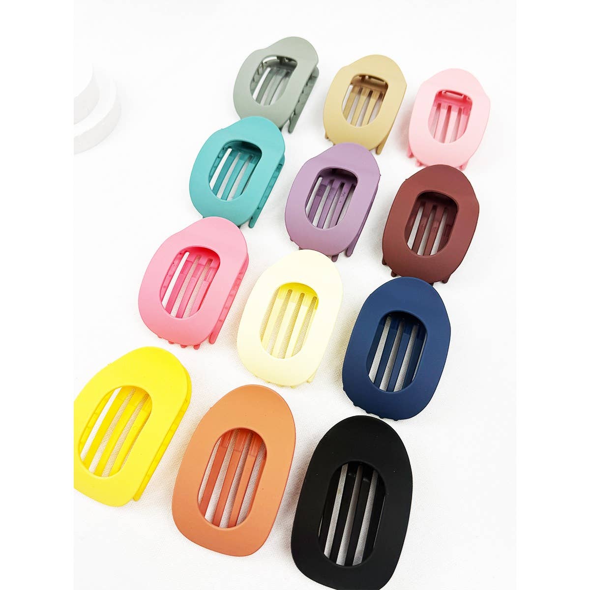 12 Colors of Oval Shape Flat Hair Claw