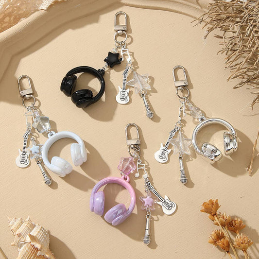 Mini Headphone Guitar Star Charm Music Themed Bag Keychain