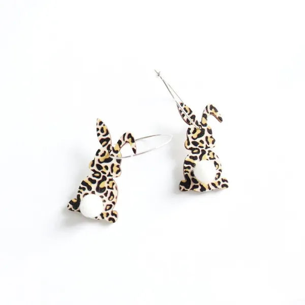 Easter Wood Vintage Rabbit Earrings