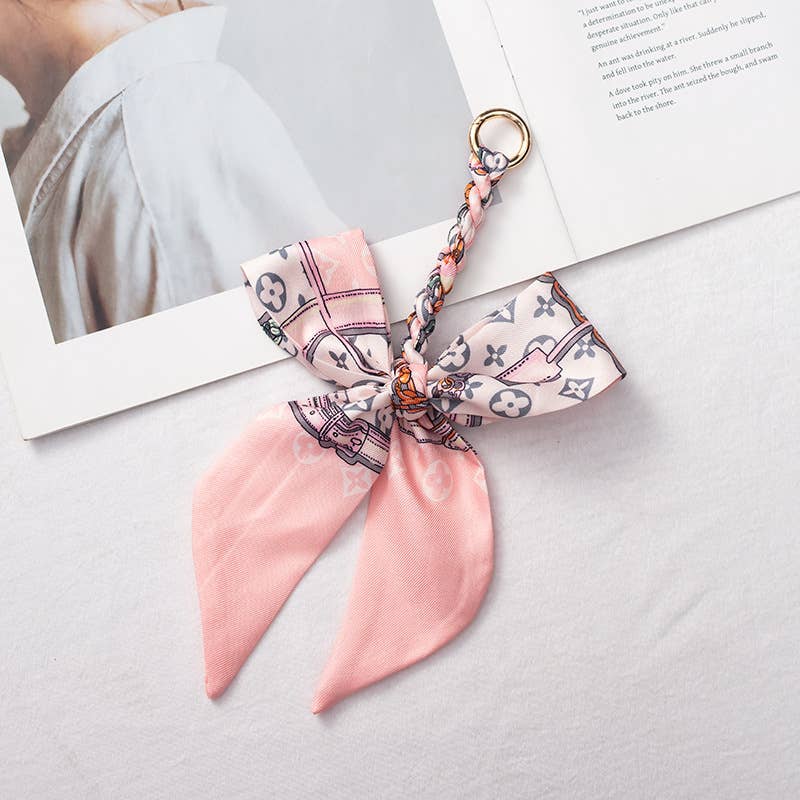 Bow scarf bag charm handmade woven versatile