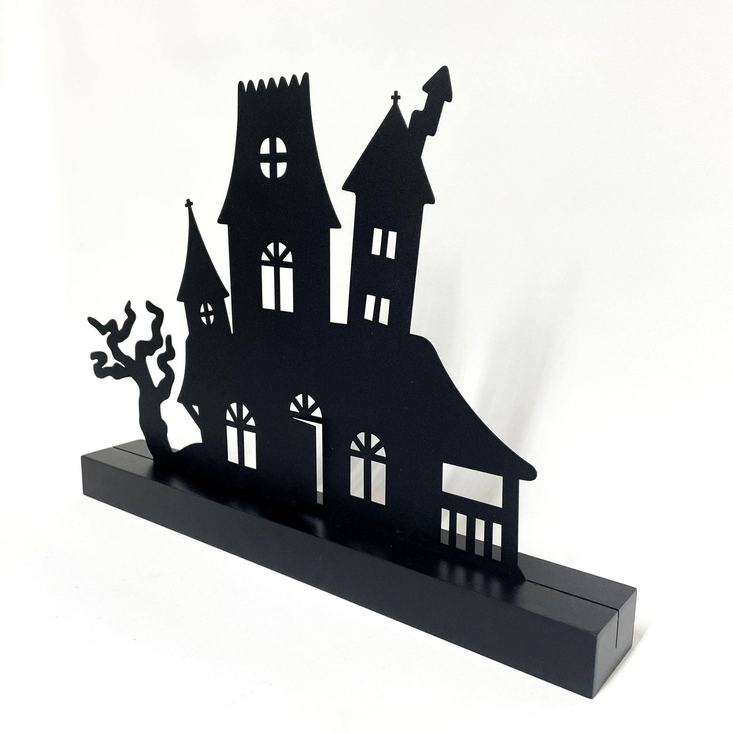 Spooky House Magnetic Decor w/ Wood Base, Halloween Decor