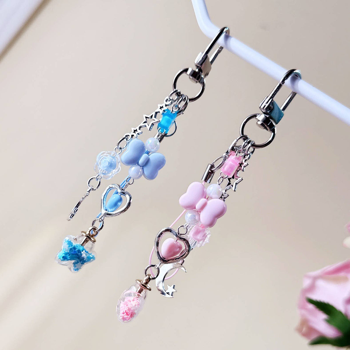 Moon Star Bottle Charm Keychain Phone Lanyard