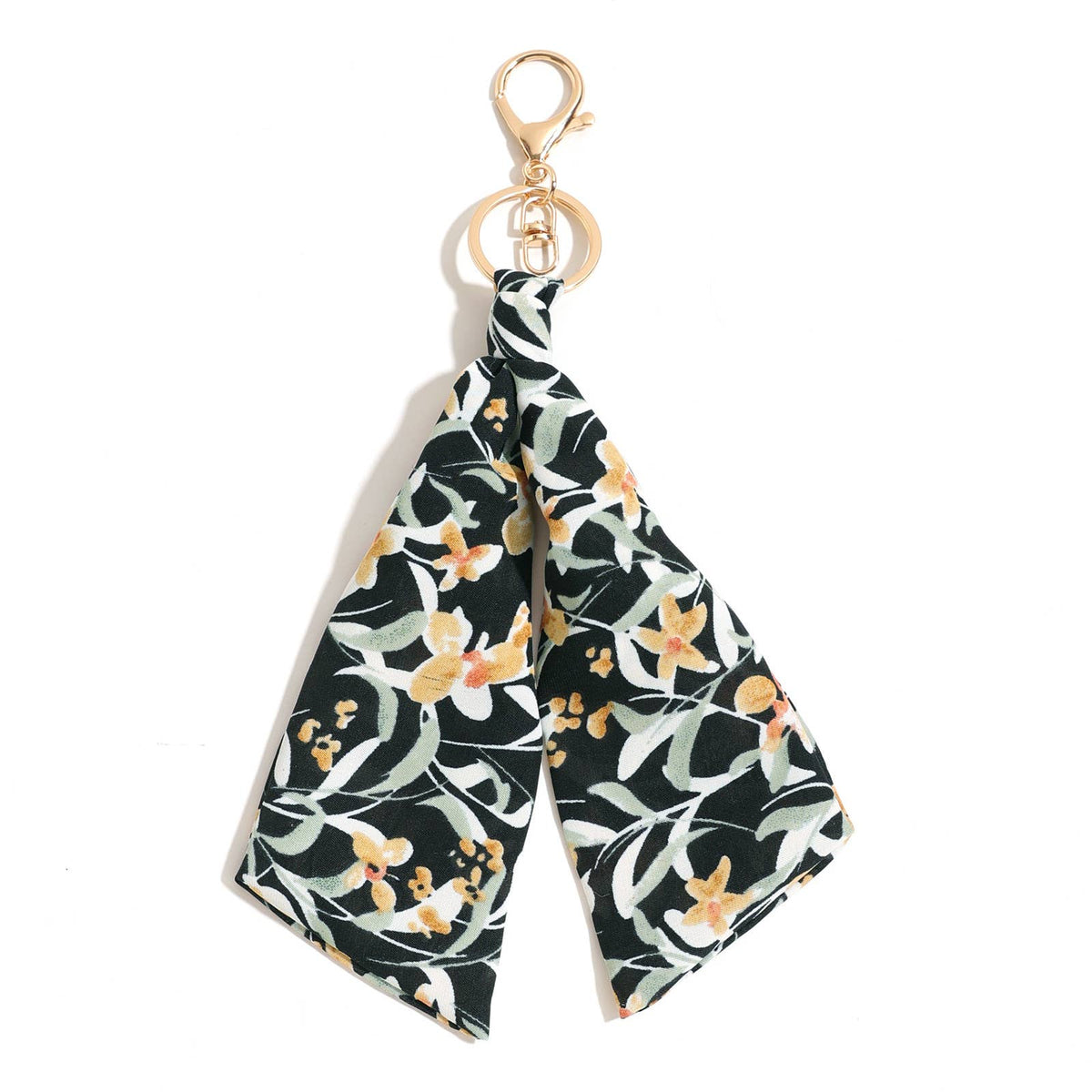 Vintage Floral Print Scarf Keychain Knotted Bag Charm