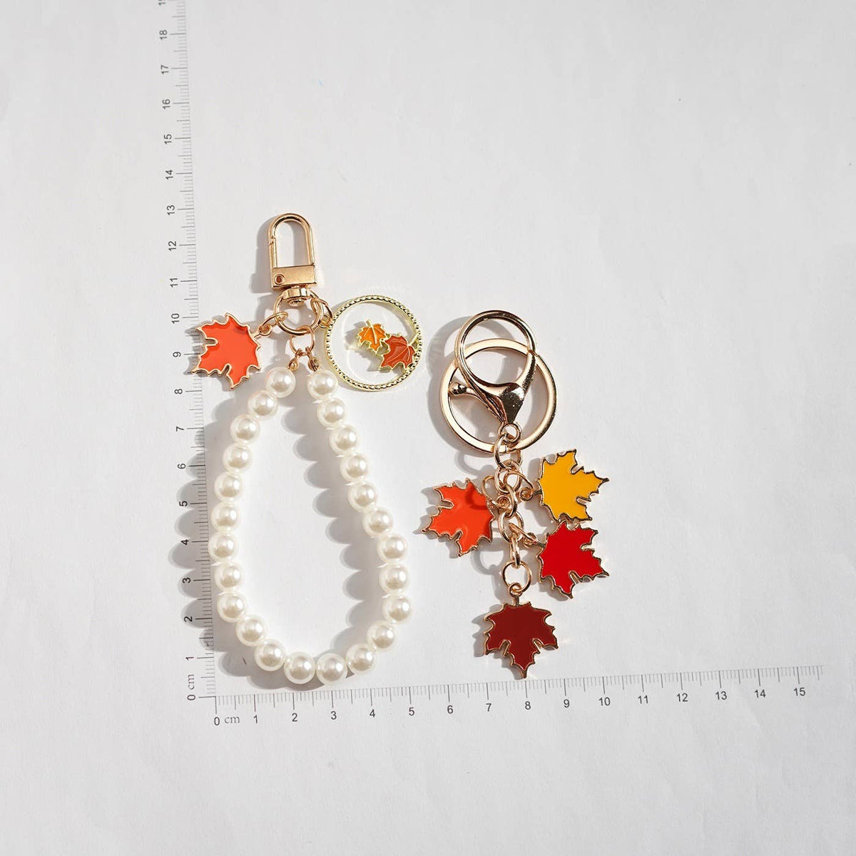 Autumn Maple Leaf Bead Keychain