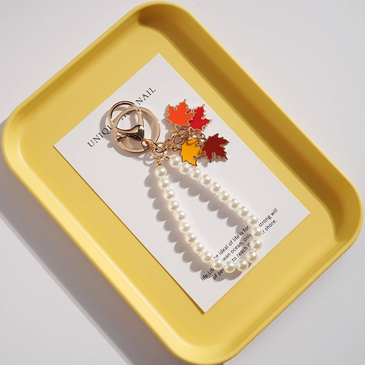Autumn Maple Leaf Bead Keychain
