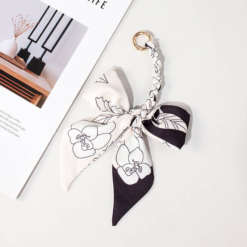 Bow scarf bag charm handmade woven versatile