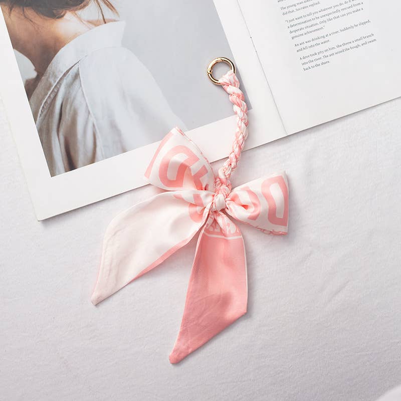 Bow scarf bag charm handmade woven versatile