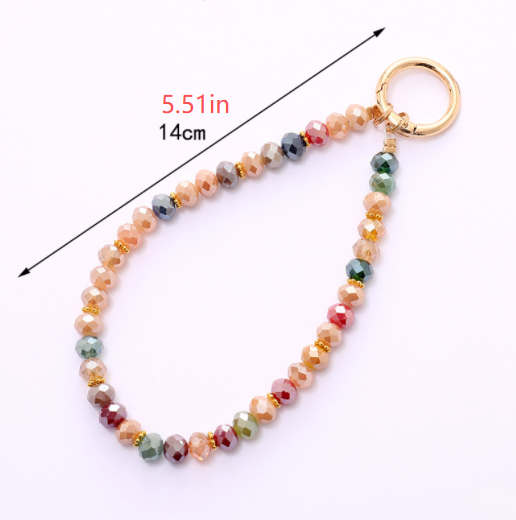 Colorful Beaded Wrist Keychain Phone Bag Strap
