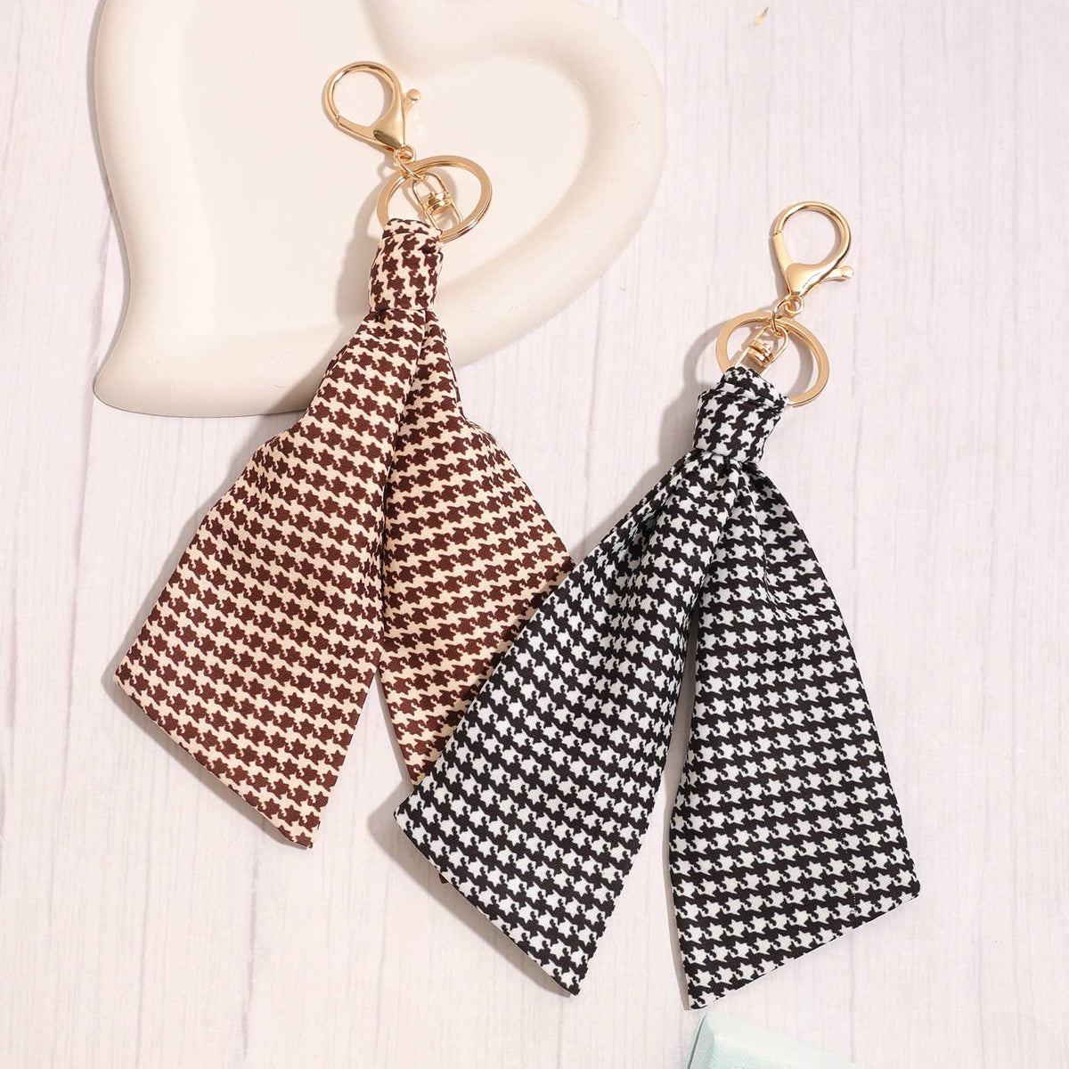 Houndstooth Scarf Bag Charm Keychain