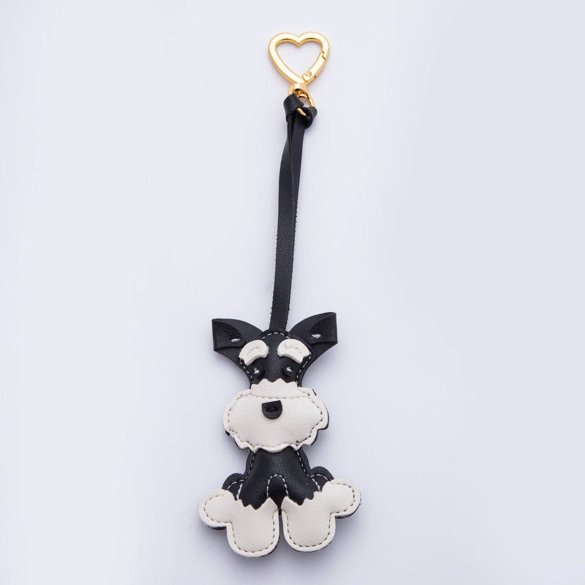Leather Schnauzer Dog Print Keyring Purse Bag Backpack Charm Accessory WB-00020