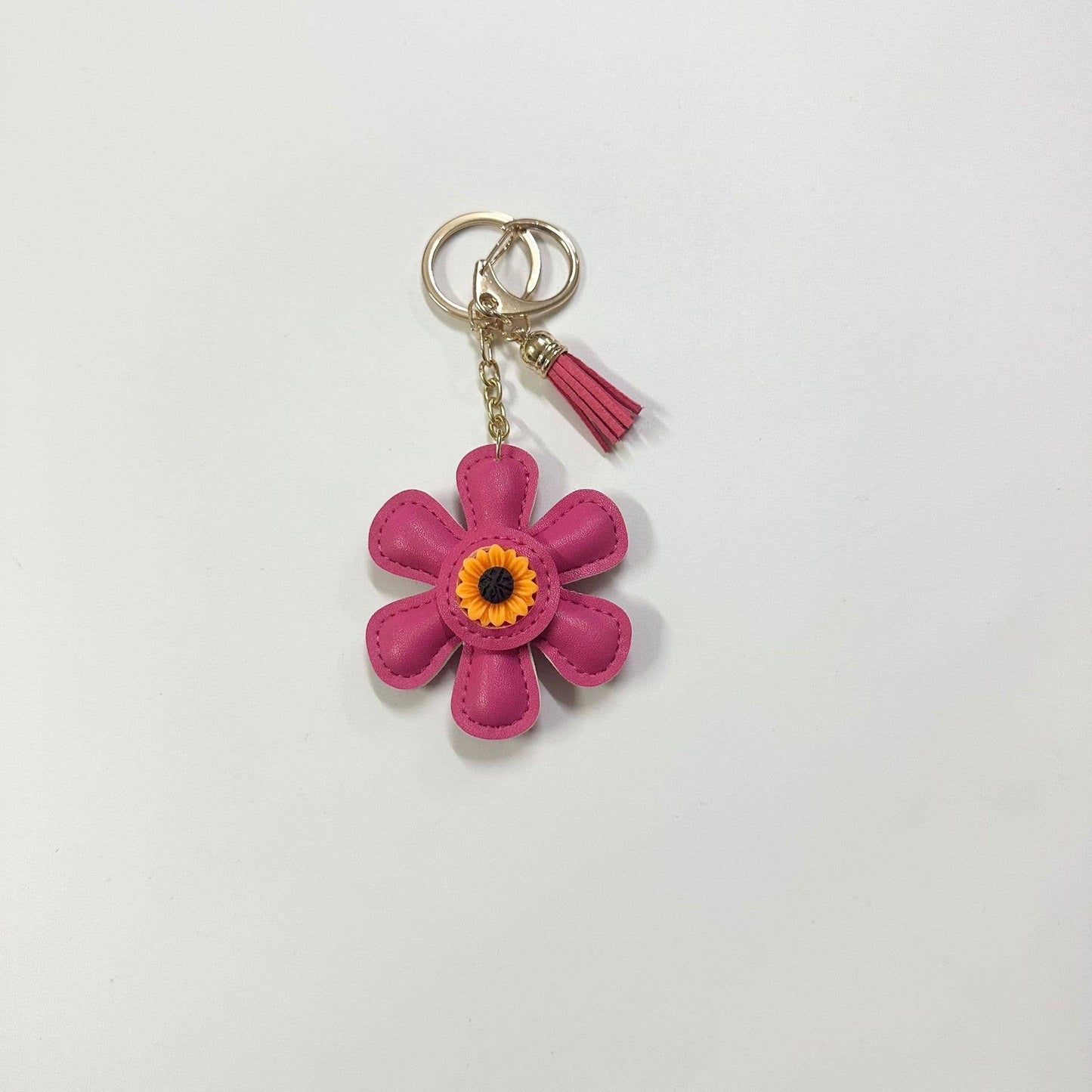 Cute Sunflower Leather Bag Charm Keychain