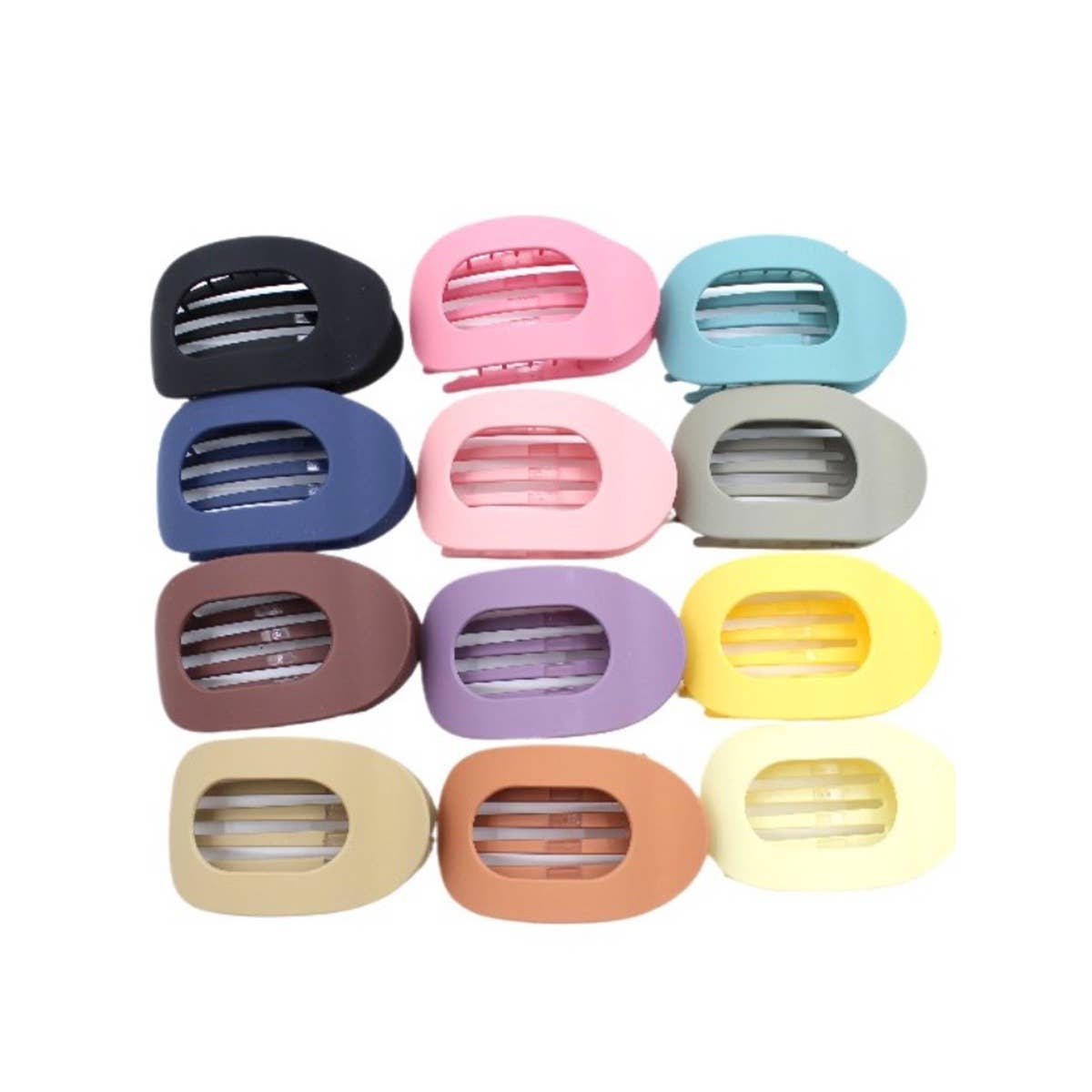 12 Colors of Oval Shape Flat Hair Claw