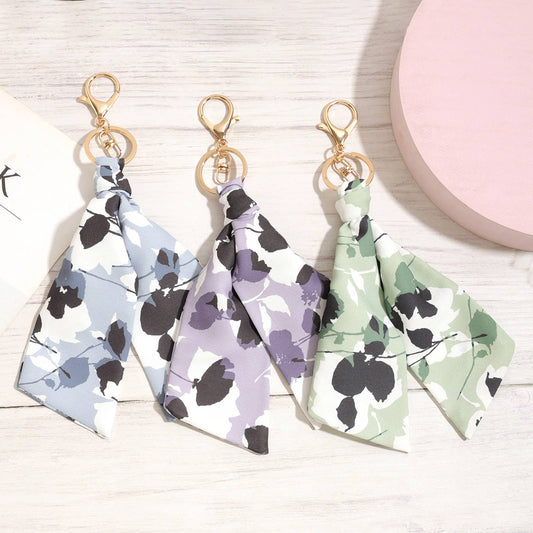 Abstract Floral Scarf Bag Charm Keychain