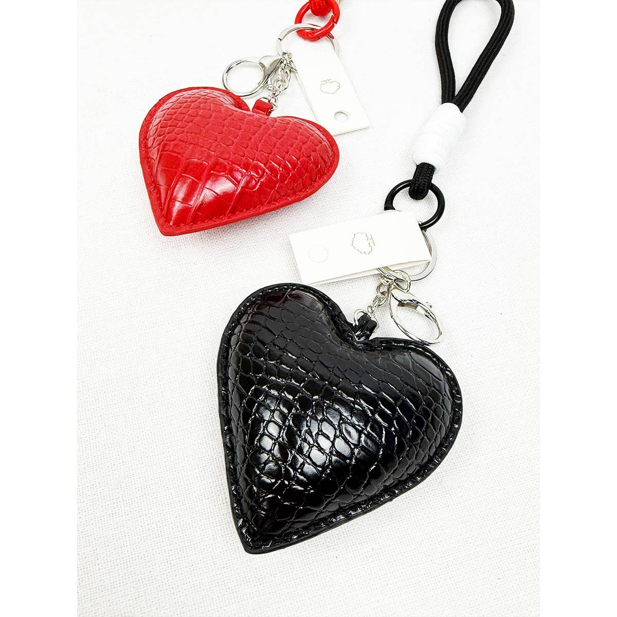 Crocodile Textured Heart Faux Key Chain