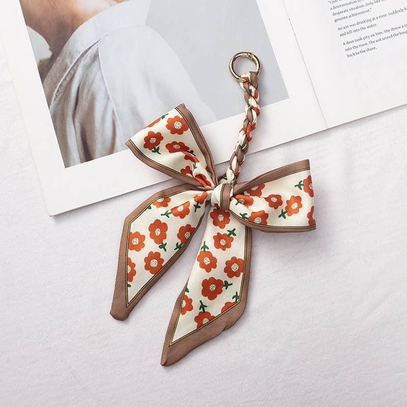 Bow scarf bag charm handmade woven versatile