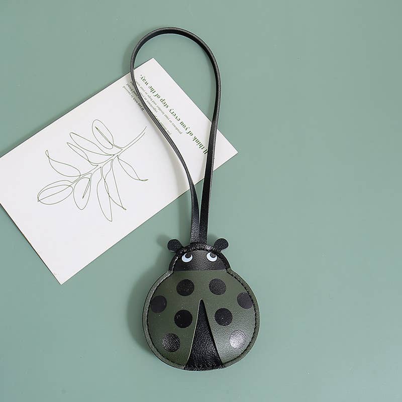 Cute Ladybug Faux Leather Charm Handbag Decor Keychain
