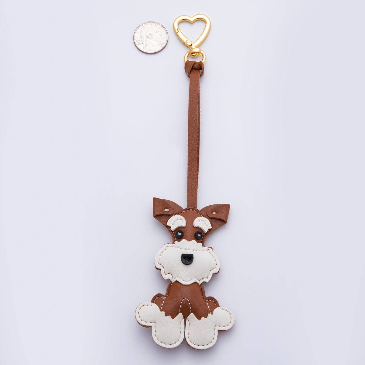 Leather Schnauzer Dog Print Keyring Purse Bag Backpack Charm Accessory WB-00020
