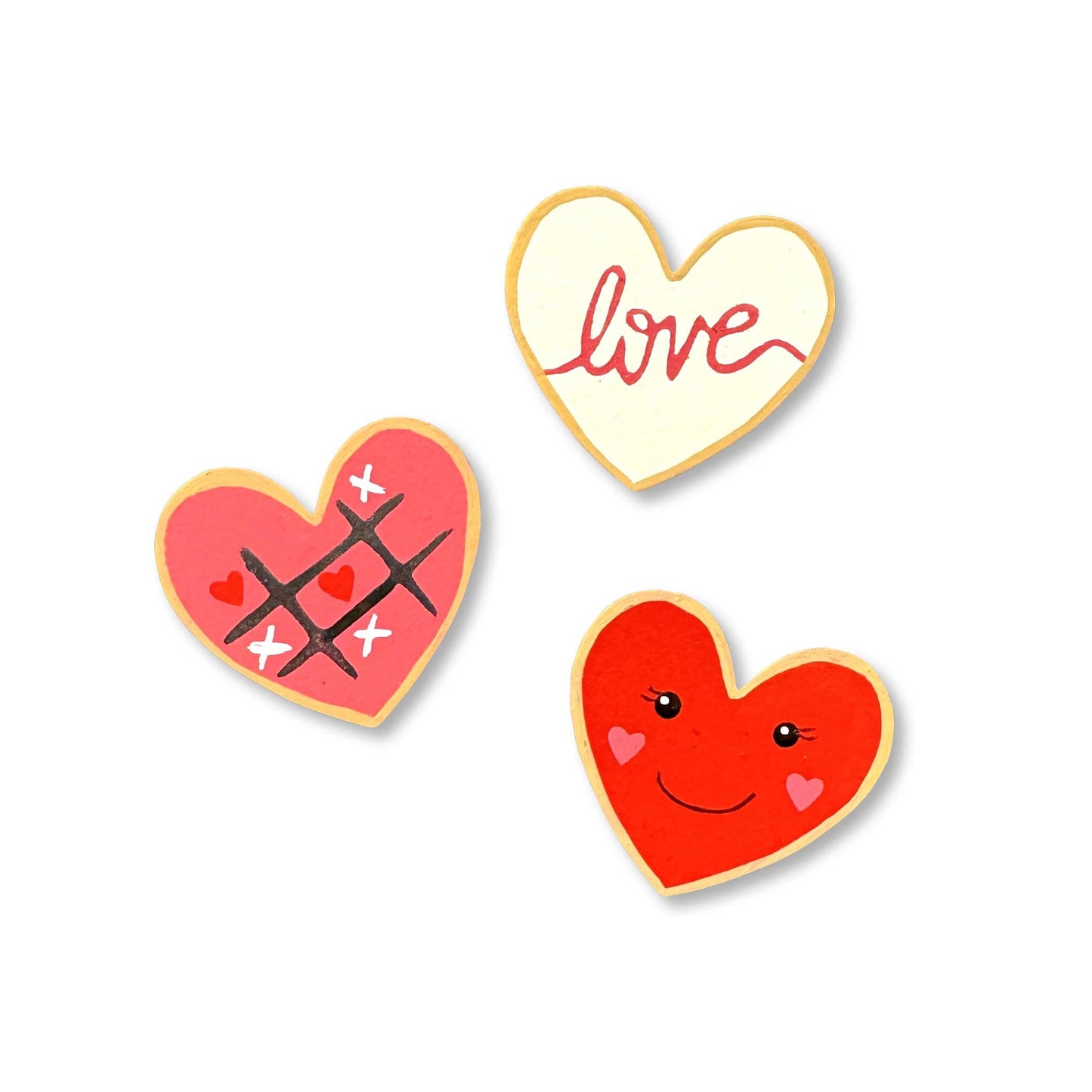 Sugar Cookie Heart Magnets S/3, Valentine's Decor
