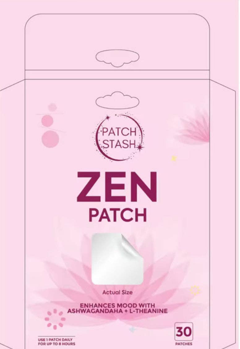 Patch Stash ZEN OUT Relaxation Patch | Ashwagandha + L-Theanine Mood Support Patches – 30 Count, 3” x 3”, Transdermal Calm & Focus Aid