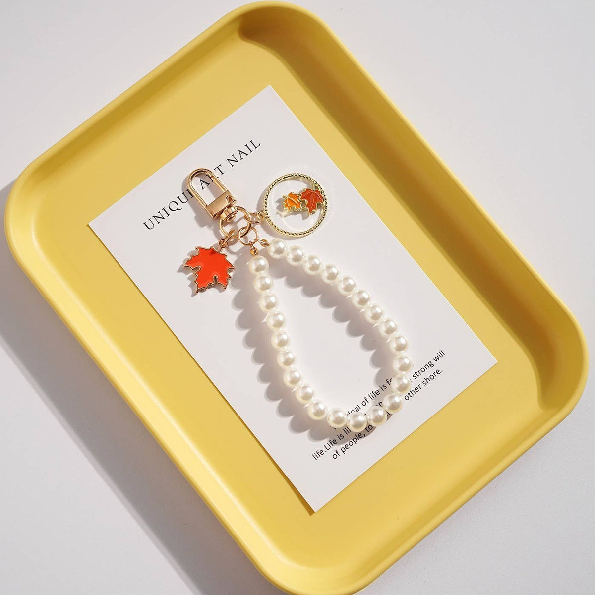 Autumn Maple Leaf Bead Keychain